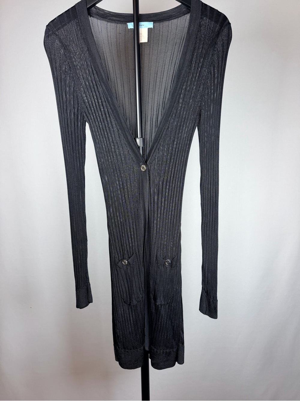 Marciano Black Ribbed Long Cardigan